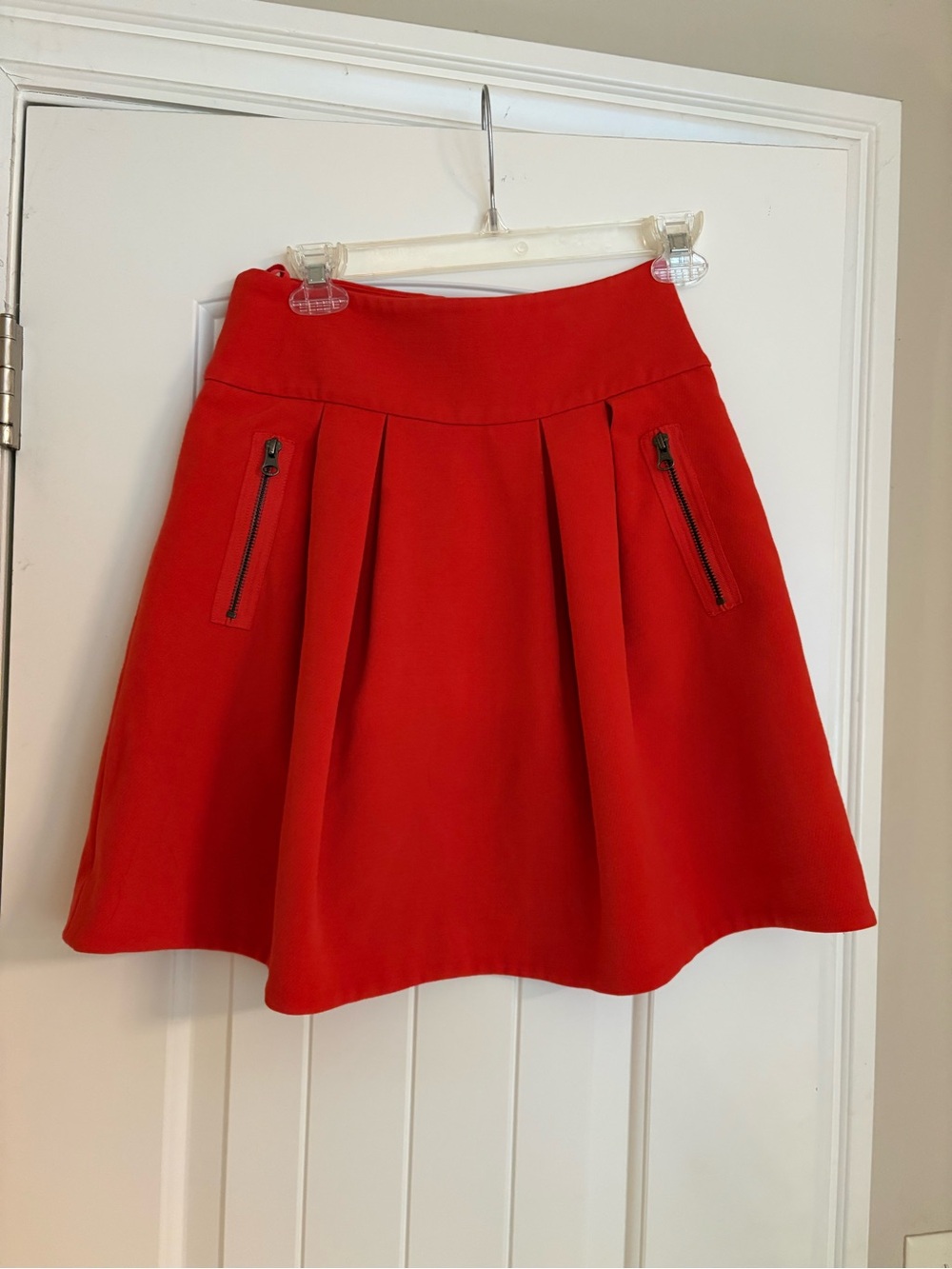 Maeve Red Circle Skirt with Zip Pockets Size 2